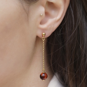 Silver earrings with amber E9192ZK