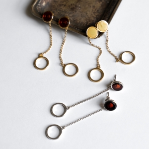 Серебряные серьги с янтарём E9272ZK