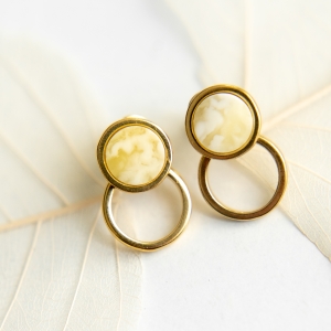 Серебряные серьги с янтарём E9194-2ZM