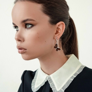 Серебряные серьги с янтарём E9152-1RO