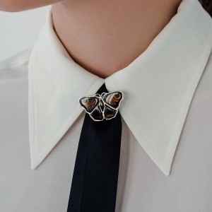 Брошь серебряная с янтарём BP9155RO