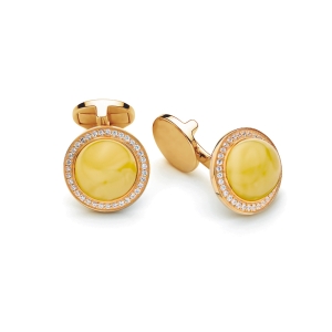 Запонки серебряные с янтарём C000034ZM Запонки серебряные с янтарём C000034ZM