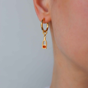 Серебряные серьги с янтарём E25037ZK