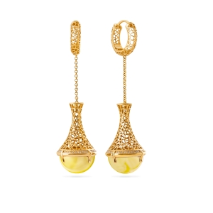 Серебряные серьги с янтарём E000025ZM Серебряные серьги с янтарём E000025ZM