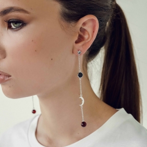 Серебряные серьги с янтарём E10011RV