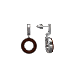 Серебряные серьги с янтарём E9114RV