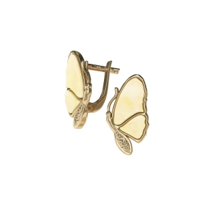 Серебряные серьги с янтарём E9150ZM