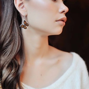 Серебряные серьги с янтарём E9153-1RO