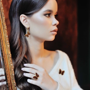 Серебряные серьги с янтарём E9154-1ZO