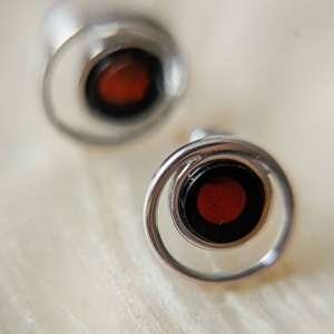 Серебряные серьги с янтарём E9171RV