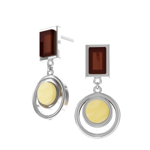 Серебряные серьги с янтарём E9274RO Серебряные серьги с янтарём E9274RO