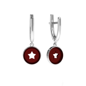 Серебряные серьги с янтарём E9227RV Серебряные серьги с янтарём E9227RV