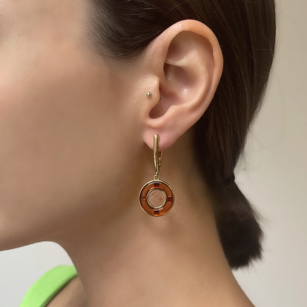 Серебряные серьги с янтарём E9382ZK