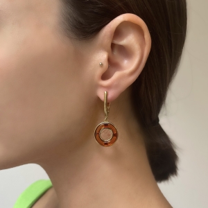 Серебряные серьги с янтарём E9382ZK