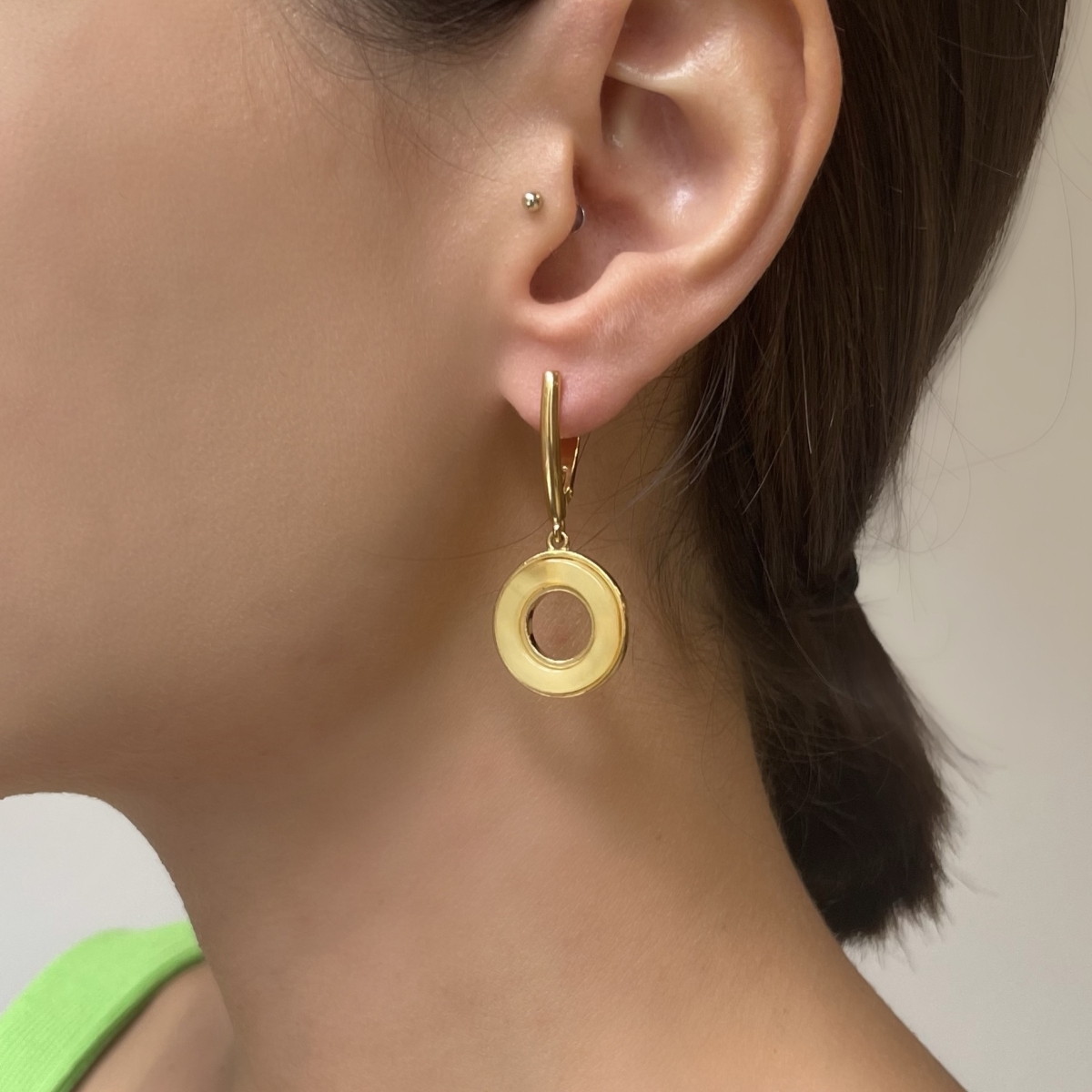 Silver earrings with amber E9382ZM