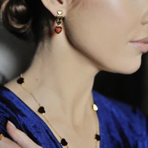 Серебряные серьги с янтарём E9202ZK