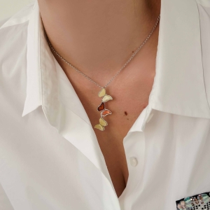 Колье серебряное с янтарём N9118-1RO