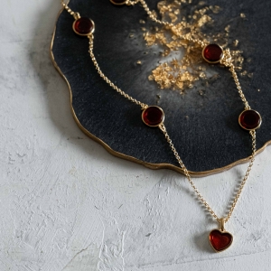 Колье серебряное с янтарём N9168ZK