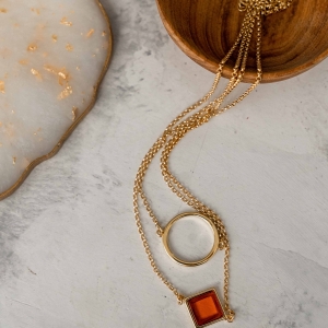 Колье серебряное с янтарём N9177ZK