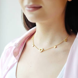 Silver necklace with amber N9268ZM