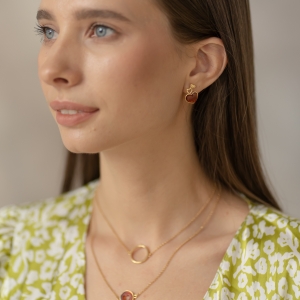 Серебряные серьги с янтарём E9170ZK