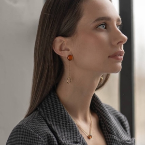 Серебряные серьги с янтарём E9323ZK Серебряные серьги с янтарём E9323ZK