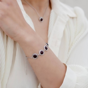 Браслет серебряный с янтарём Браслет W21036RV