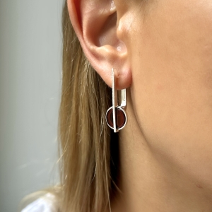 Серебряные серьги с янтарём E20047SV