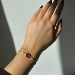 Браслет серебряный с янтарём W20047ZK