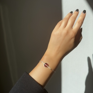 Браслет серебряный с янтарём W20047RV