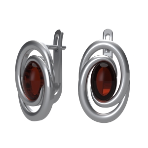 Серебряные серьги с янтарём E20041RV Серебряные серьги с янтарём E20041RV