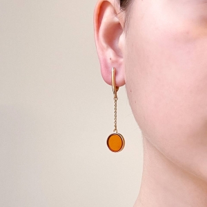 Серебряные серьги с янтарём E9236ZK