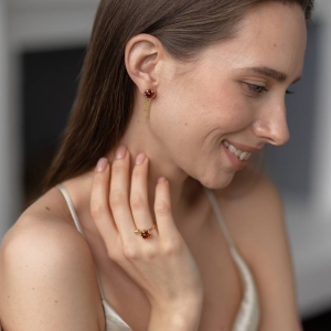 Серебряные серьги с янтарём E9321ZK Серебряные серьги с янтарём E9321ZK