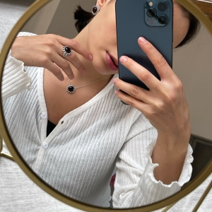 Колье серебряное с янтарём N20012RV