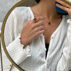 Кольцо серебряное с янтарём R20012ZK