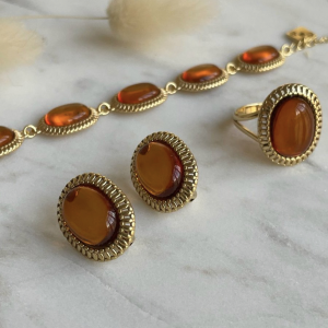 Серебряные серьги с янтарём E20011ZK