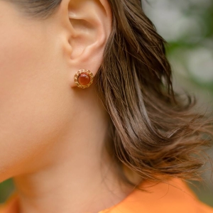 Серебряные серьги с янтарём E21012ZK