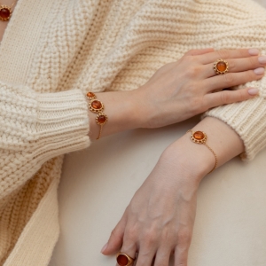 Браслет серебряный с янтарём W21012ZK Браслет серебряный с янтарём W21012ZK