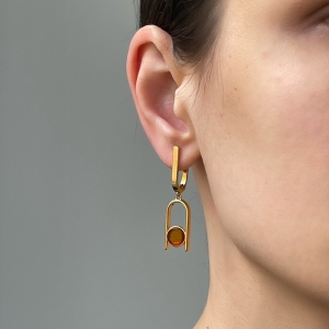 Серебряные серьги с янтарём E20039ZK