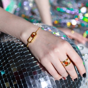 Браслет серебряный с янтарём W20038ZK