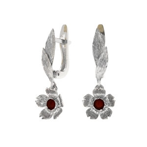 Серебряные серьги с янтарём E20007RV Серебряные серьги с янтарём E20007RV