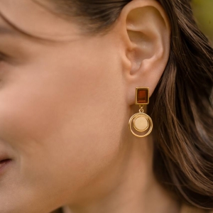 Серебряные серьги с янтарём E9274ZO