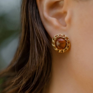 Серебряные серьги с янтарём E20012ZK