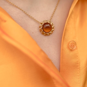 Кулон серебряный с янтарём P20012ZK