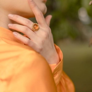 Кольцо серебряное с янтарём R20012ZK