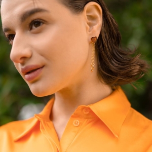 Серебряные серьги с янтарём E9168-3ZK