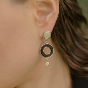 Серебряные серьги с янтарём E9178RO