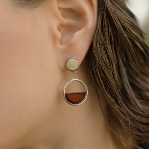 Silver earrings with amber E9204RO