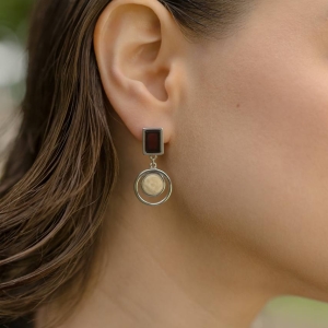 Серебряные серьги с янтарём E9274RO