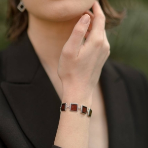 Браслет серебряный с янтарём W9200RV